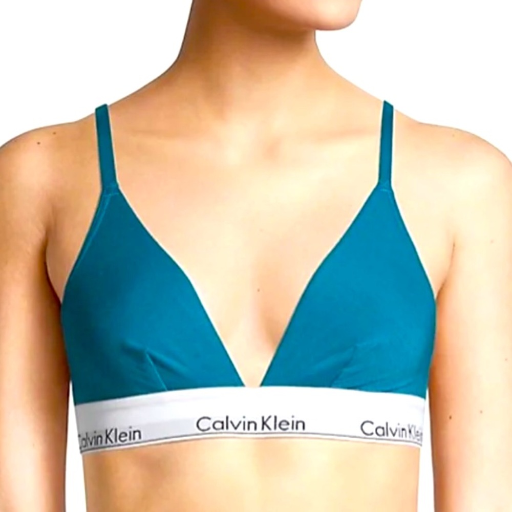 💙CALVIN KLEIN Multi Way Bra UNLINED TRIANGLE BRALETTE SIZE M Wireless Teal EUC